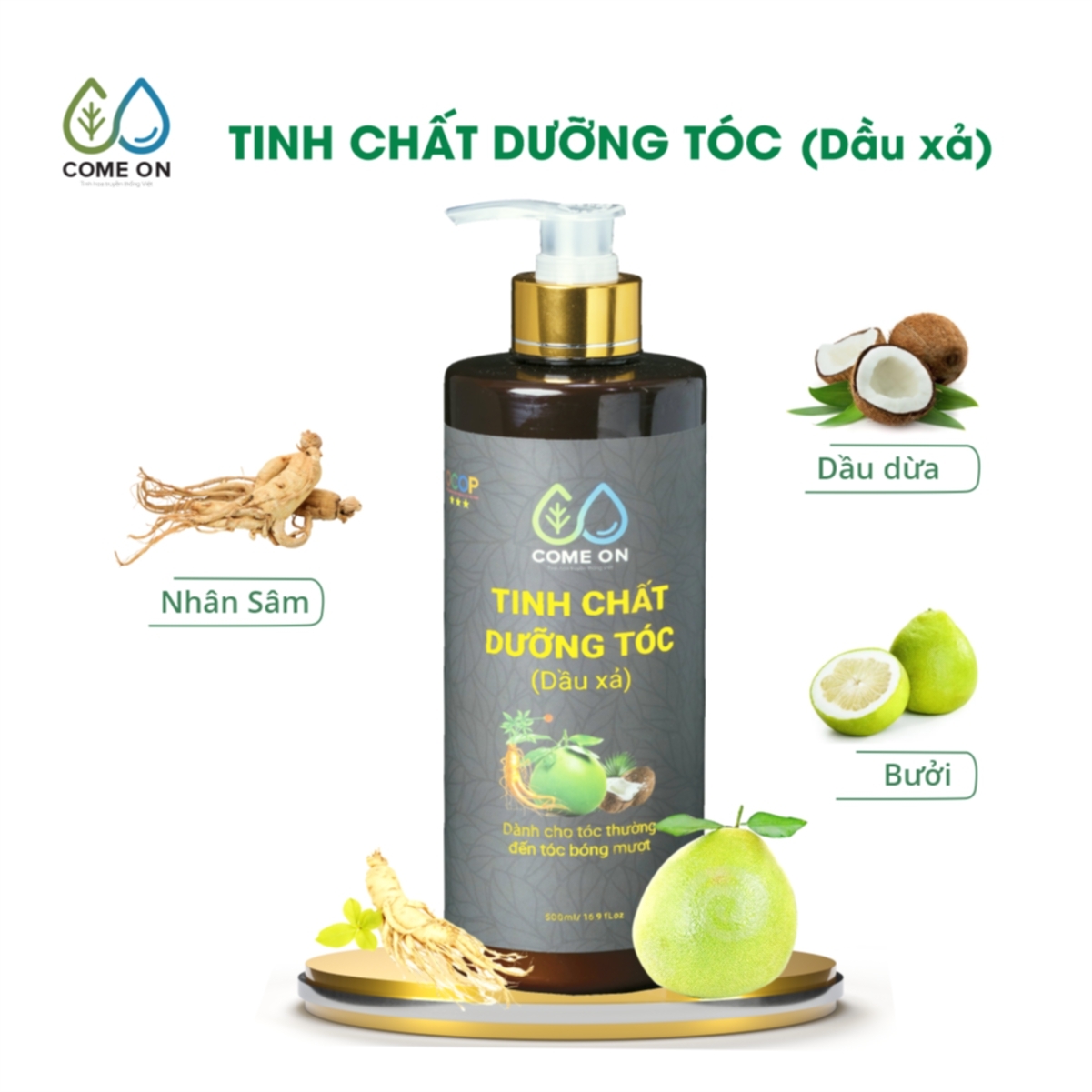Dầu xả Tinh chất dưỡng tóc COME ON cải thiện tóc khô xơ, gãy rụng 500ml